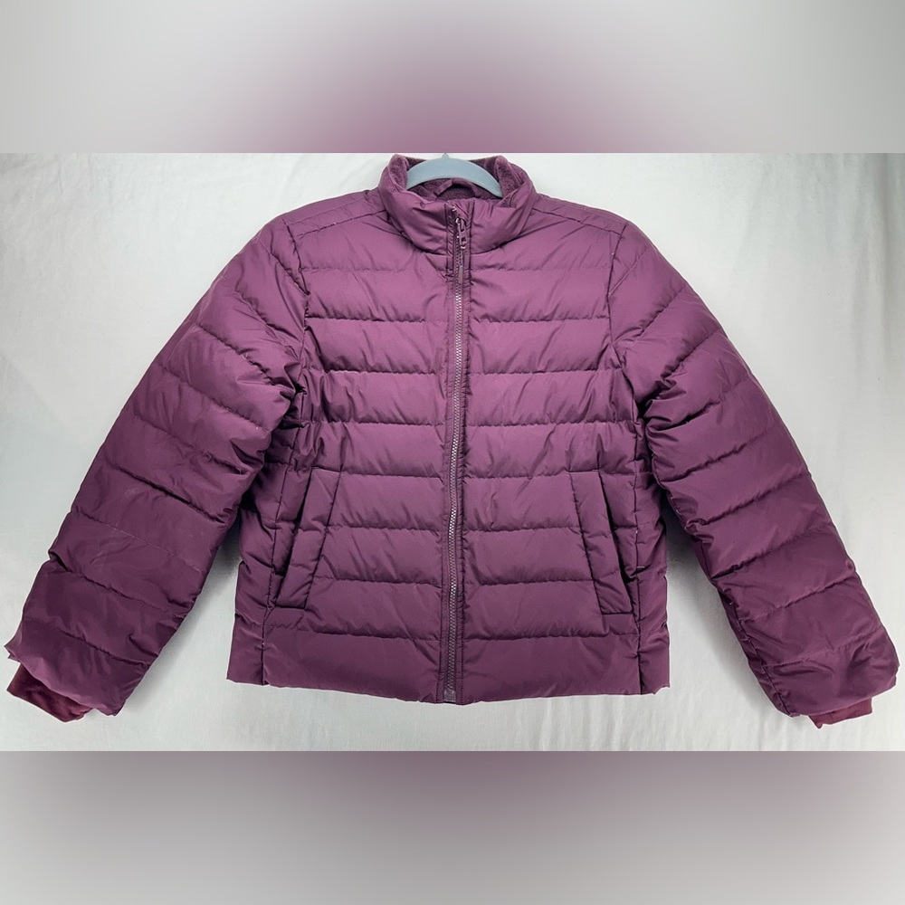 Athleta Girl Puffer Jacket Burgundy Red‎ Size L 12 Goose Down Blend